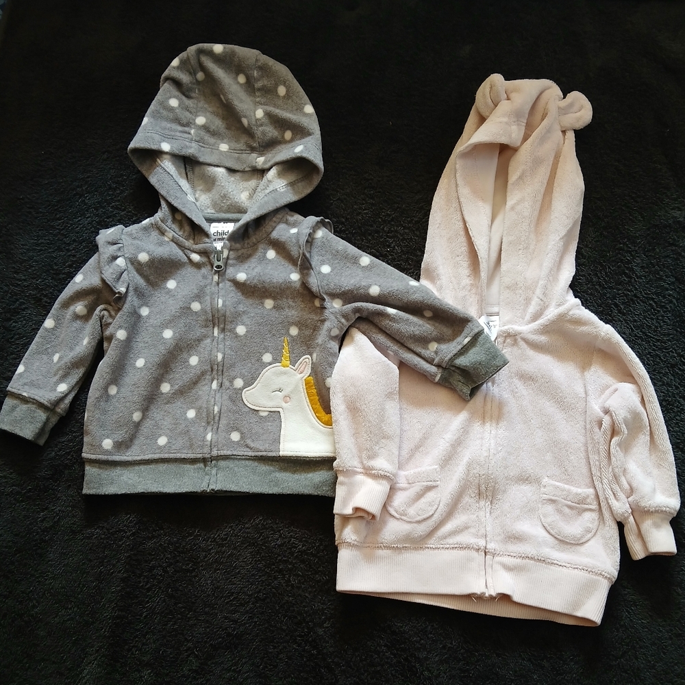 Gray and Pink Baby Girl Hoodies